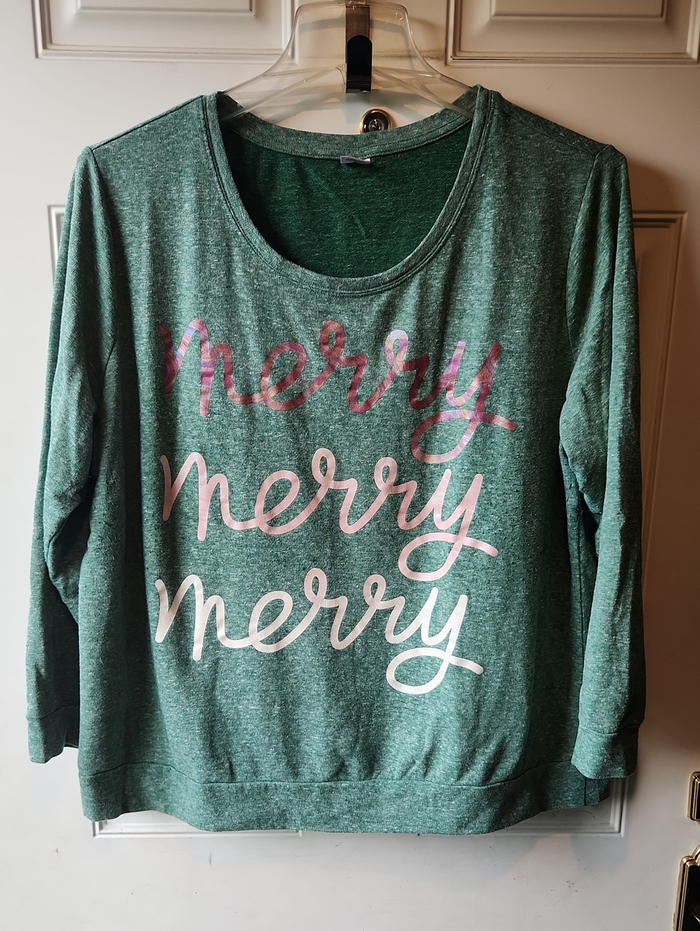 Holiday Time Merry Green Pullover Shirt Size 18W